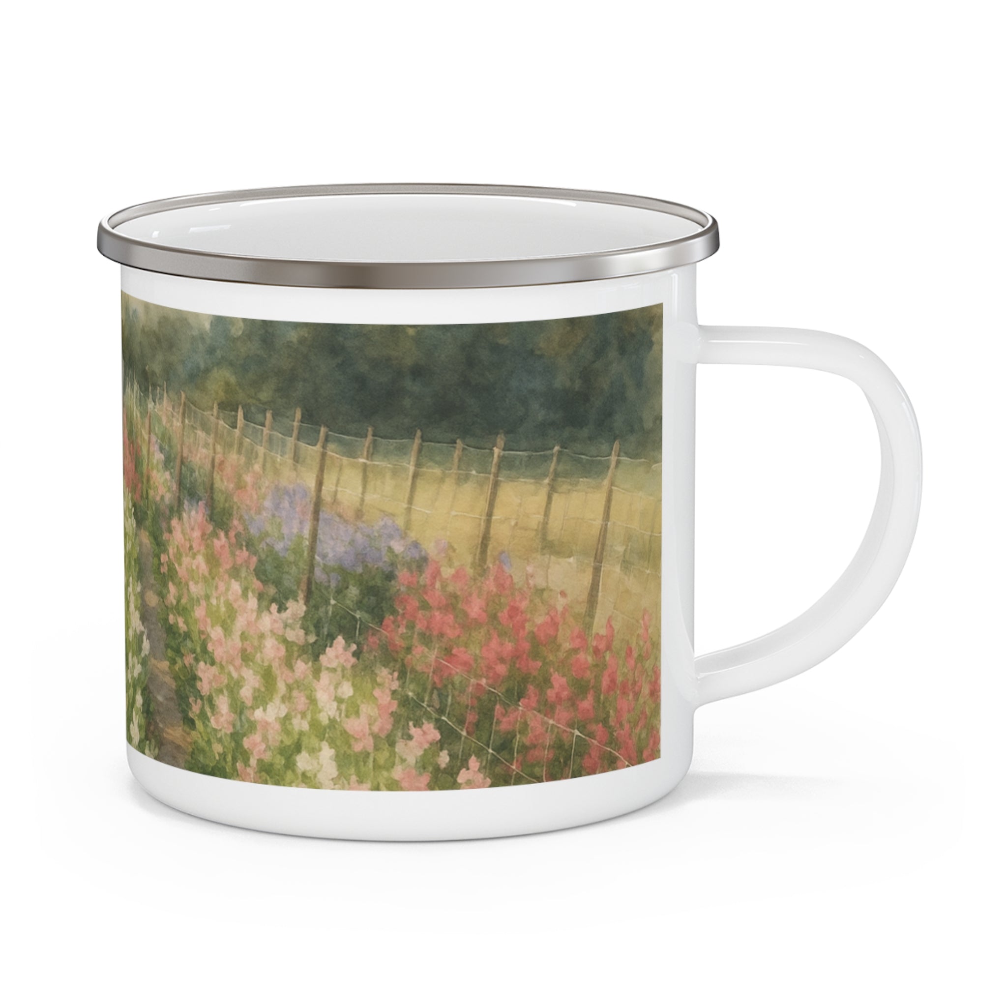 Rows of Sweet Peas Enamel Mug