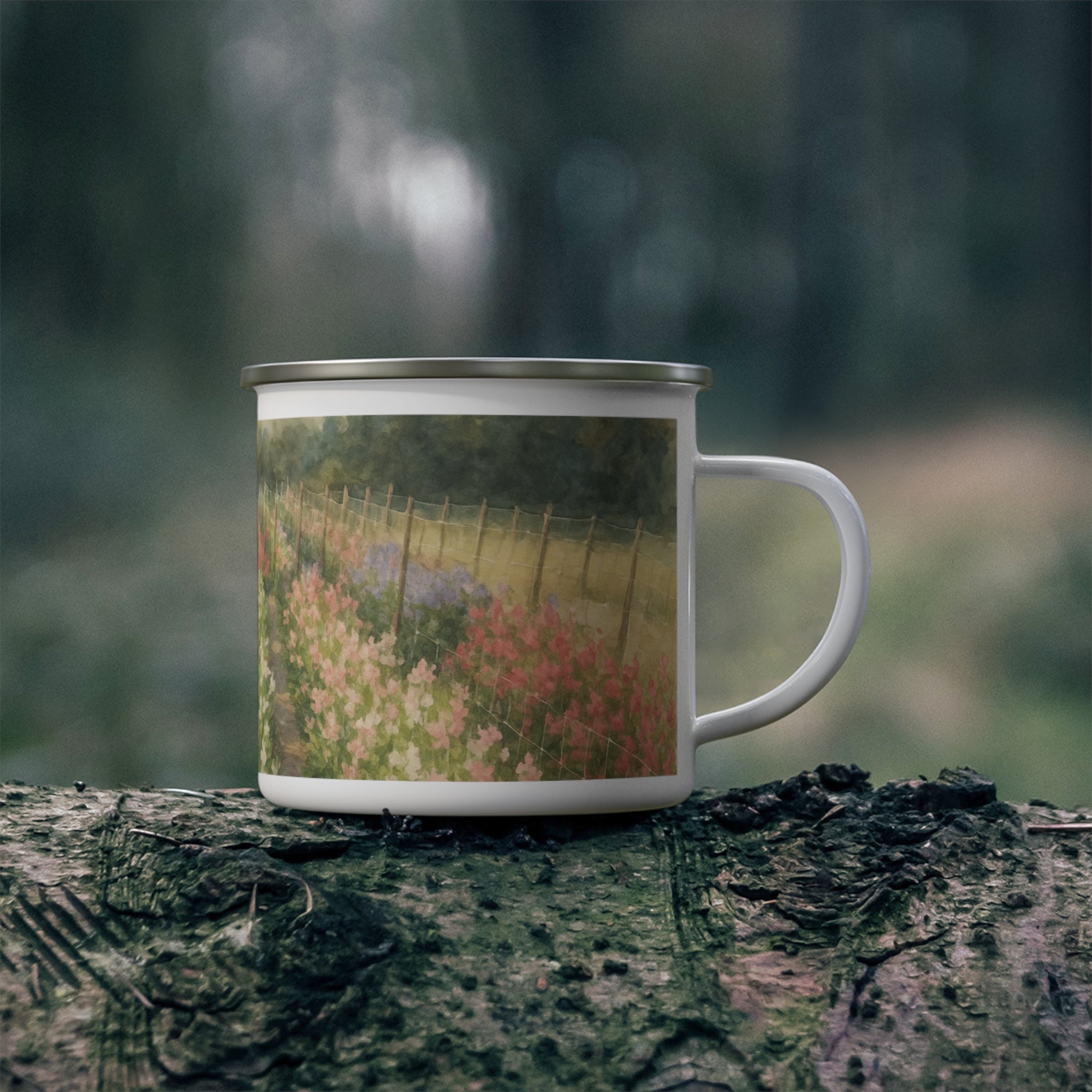 Rows of Sweet Peas Enamel Mug
