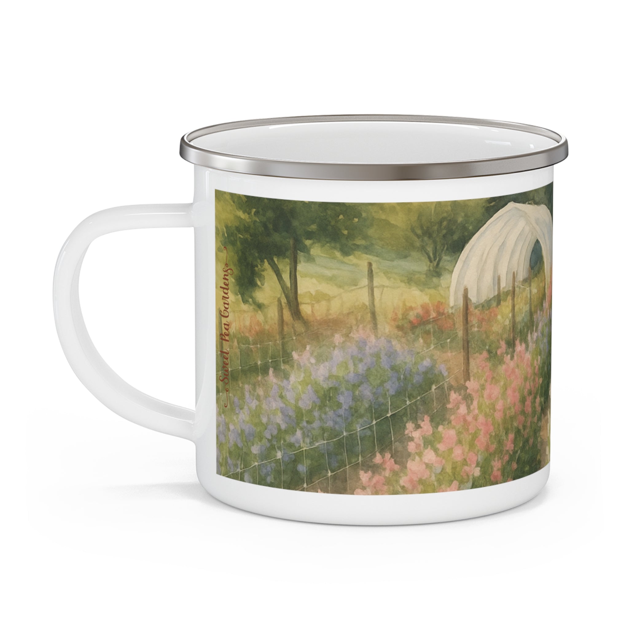 Rows of Sweet Peas Enamel Mug