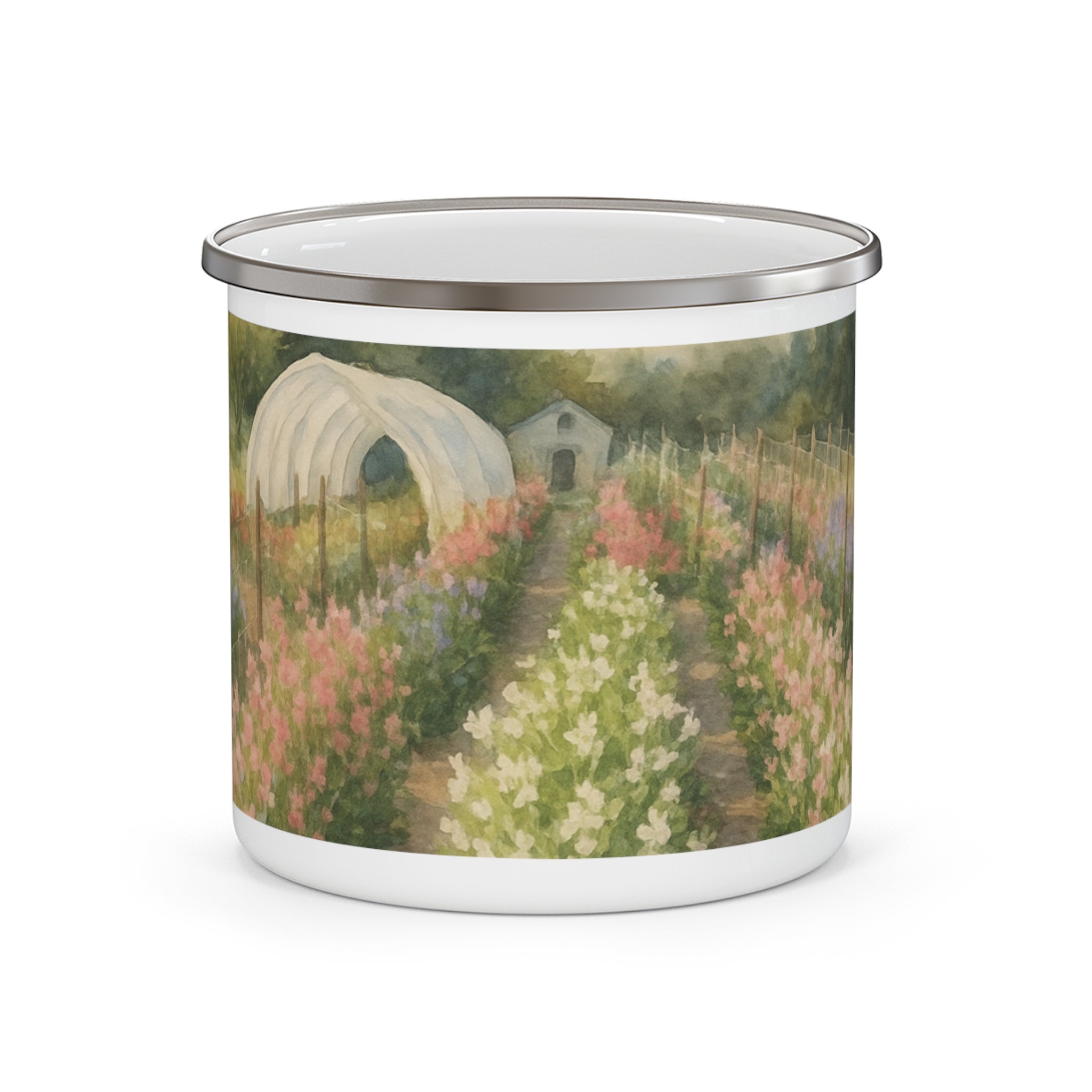 Rows of Sweet Peas Enamel Mug