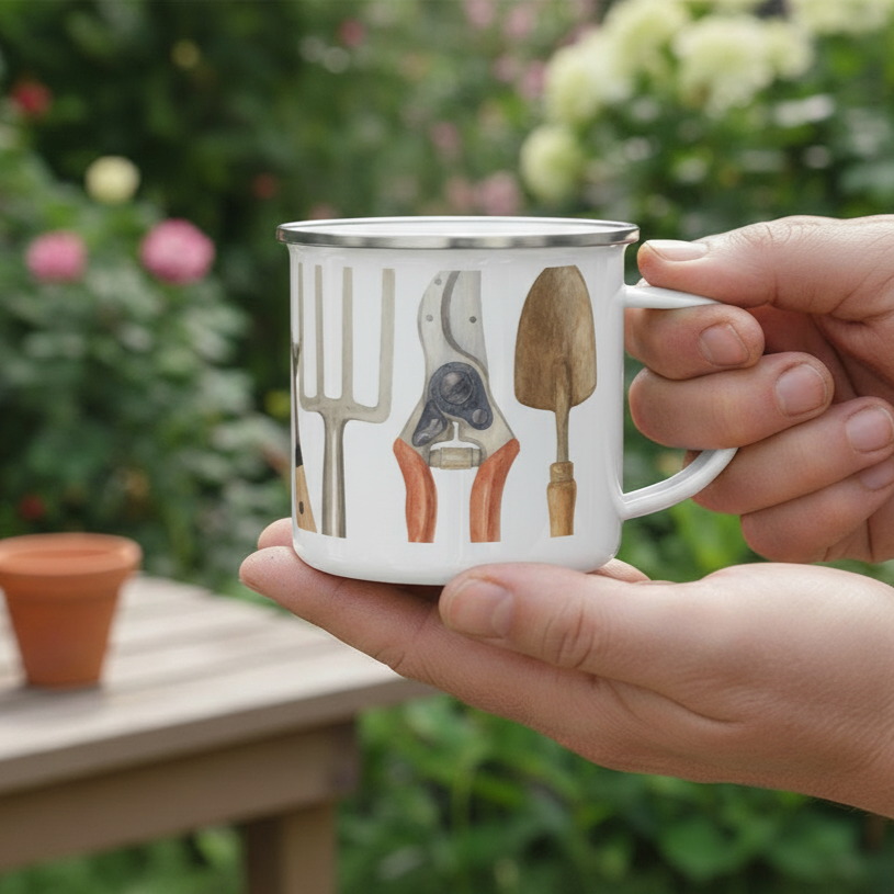 Cute enamel mug for flower farmers