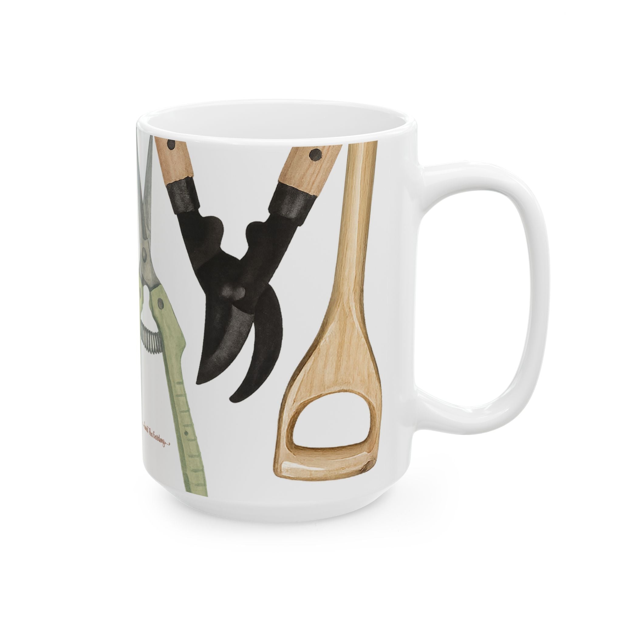 Gardeners Tools Ceramic Mug with pruners